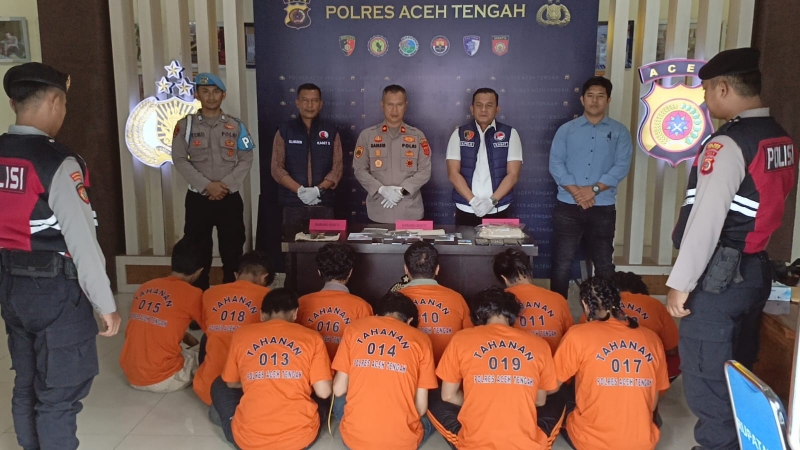 Aceh Tengah Police Uncover Cross-Regional Cannabis Network, Arrest 10 Suspects